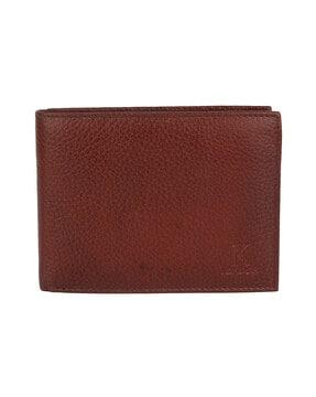 textured bi-fold wallet with branding