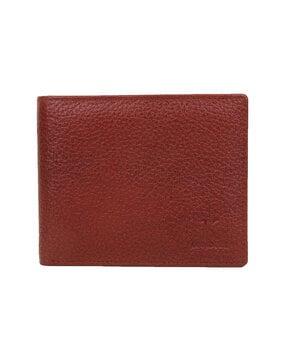 textured bi-fold wallet with branding