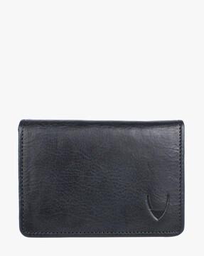 textured bi-fold wallet with embossed logo