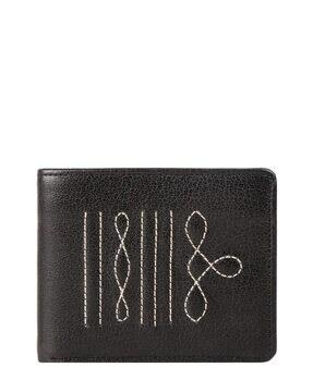 textured bi-fold wallet with stitched detail