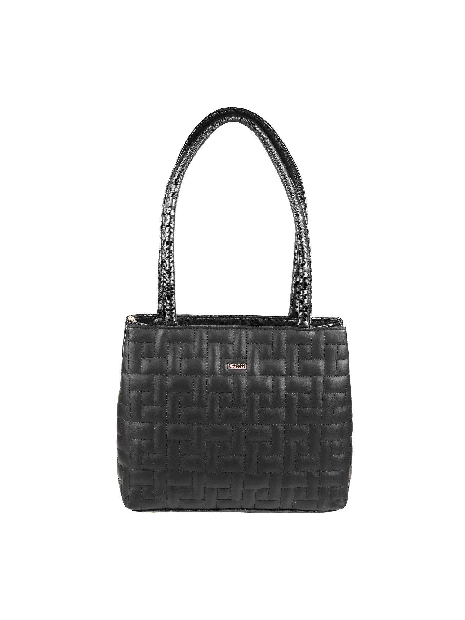 textured black handbag