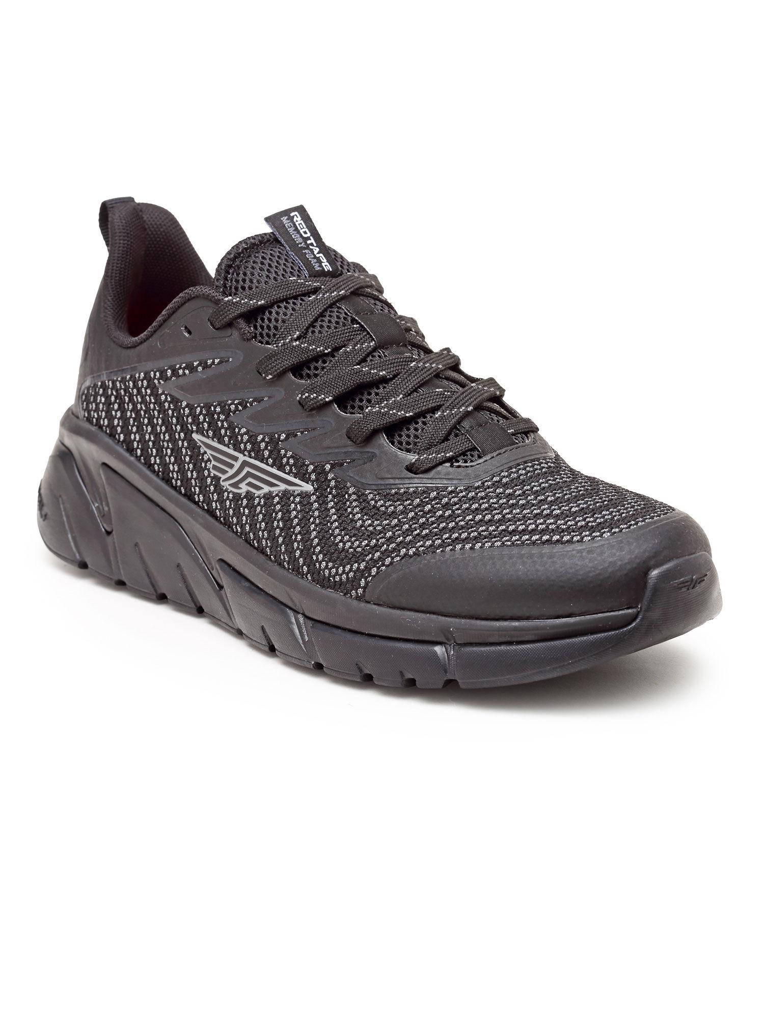 textured black walking shoes