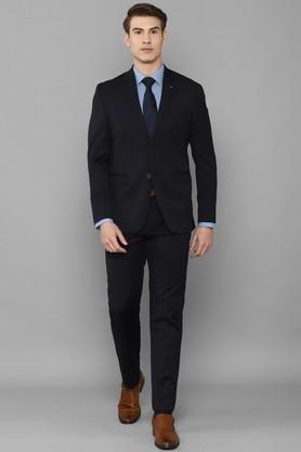 textured blended fabric slim fit men's formal wear suit - black
