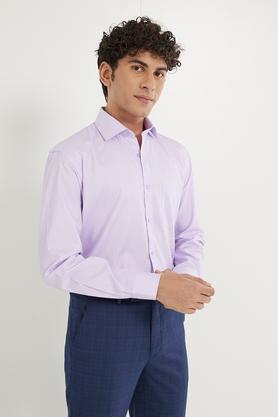 textured blended regular fit men's formal shirt - lavender