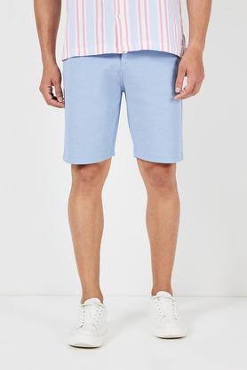 textured blended regular fit men's shorts - powder blue