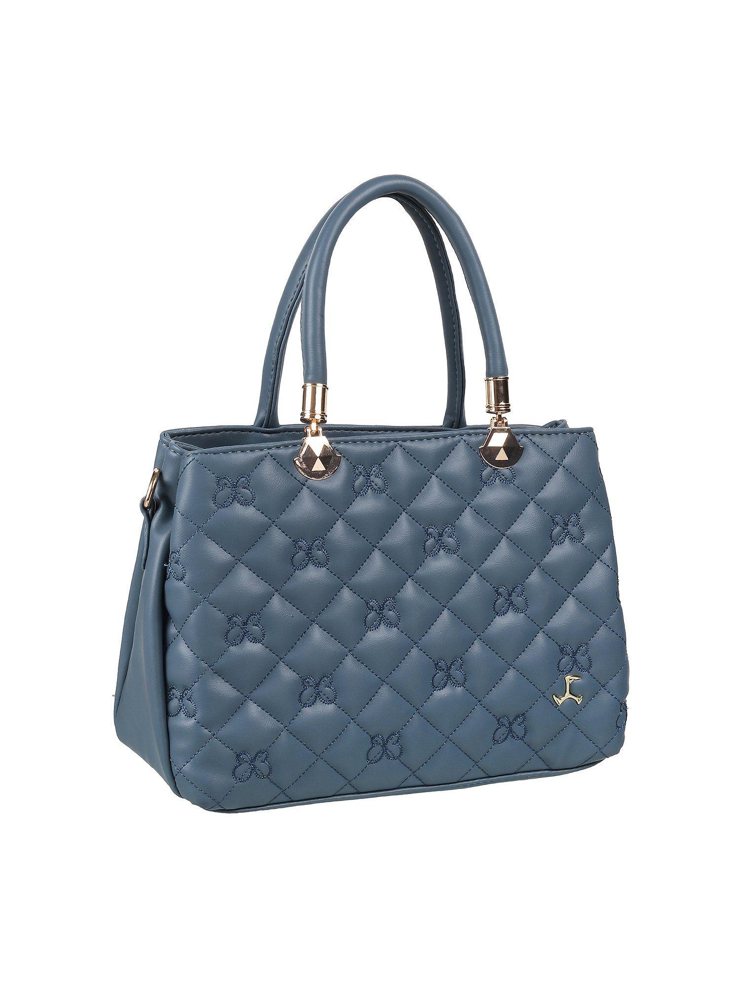 textured blue satchel