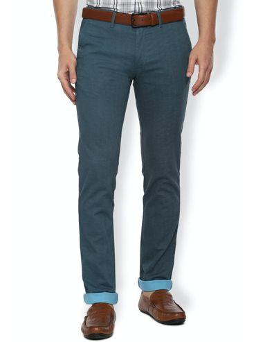 textured blue trousers