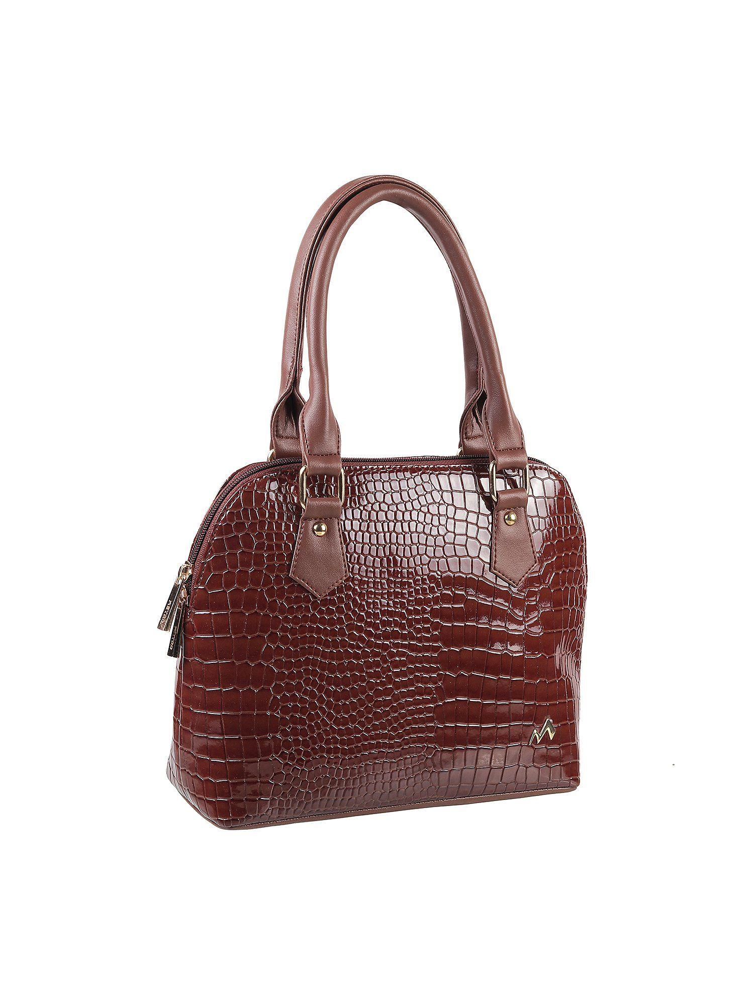 textured brown handbag