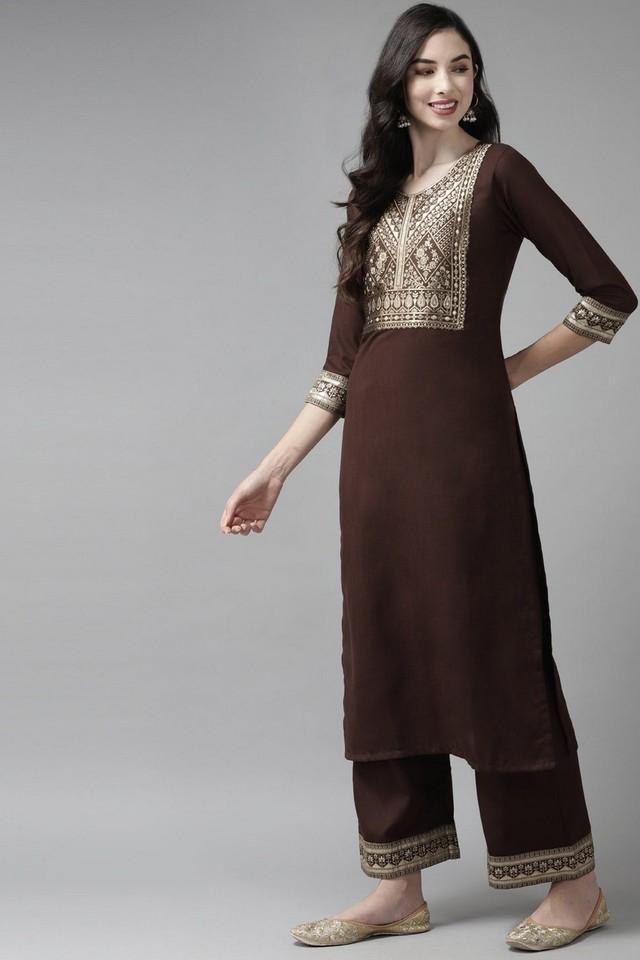 textured calf length rayon woven womens kurta set