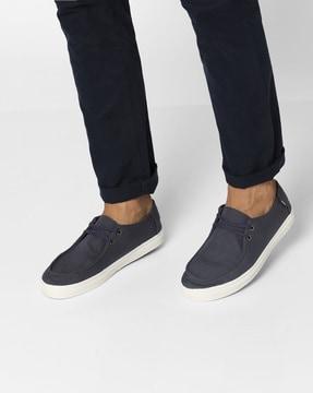 textured canvas lace-up shoes