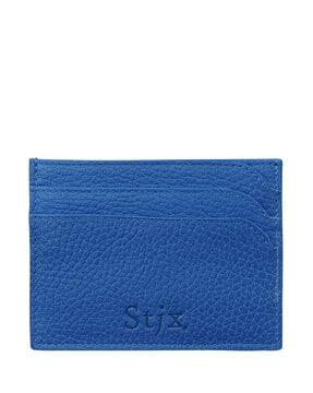 textured card holder with signature branding