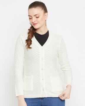 textured cardigan with insert pockets