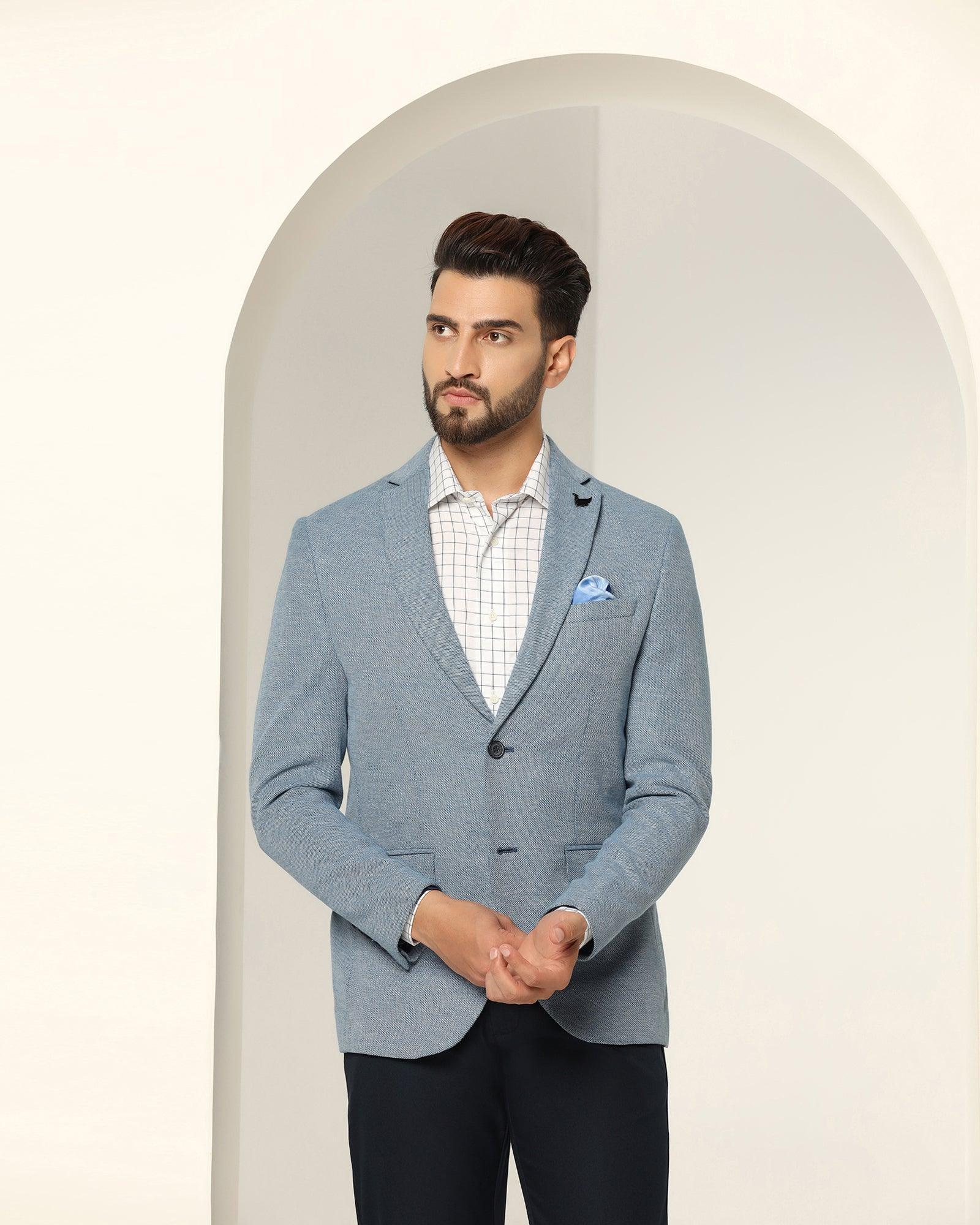 textured casual blazer in teal (ben)