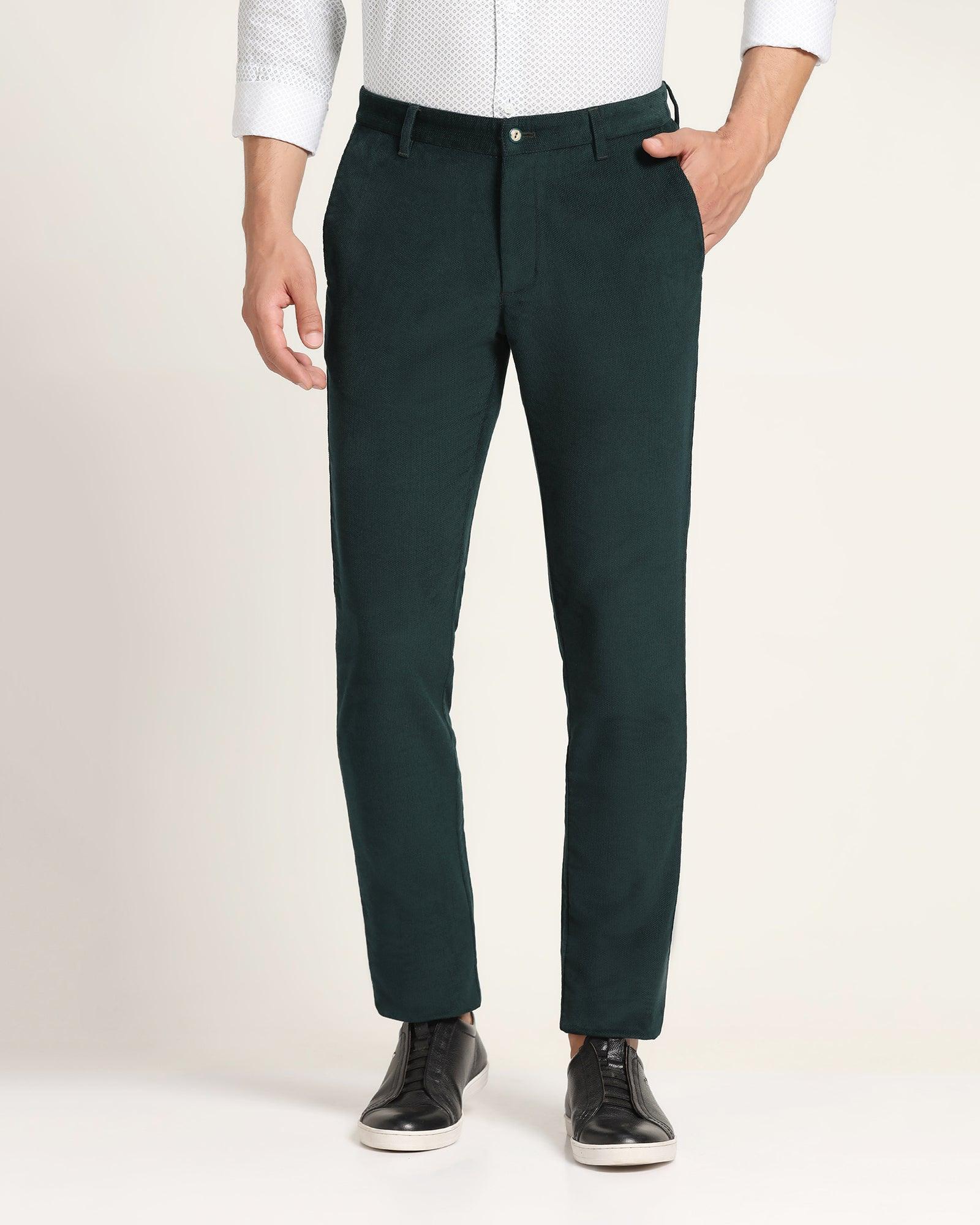 textured casual khakis in bottle green b-95 (moon)
