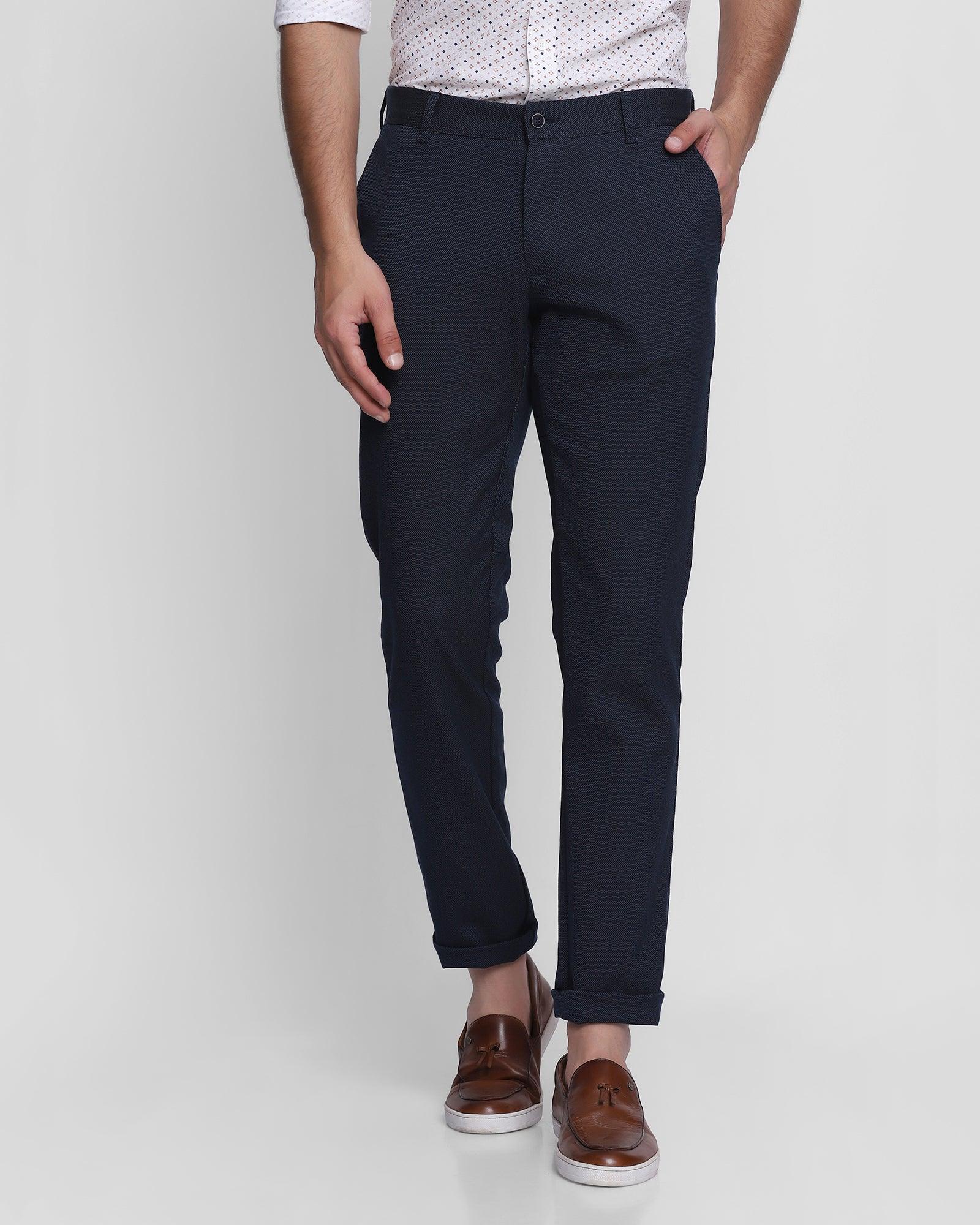 textured casual khakis in navy b-91 (laser)
