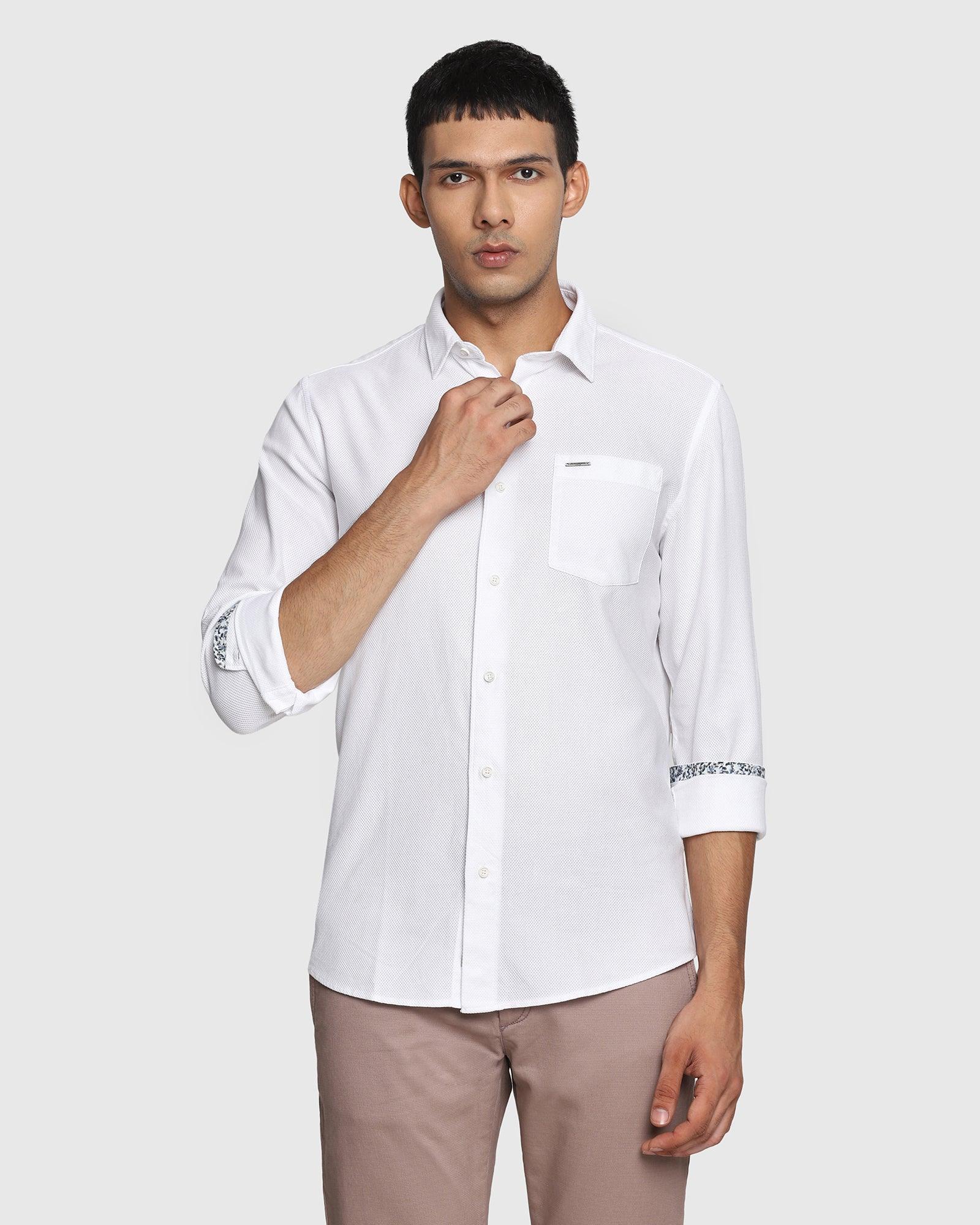 textured casual shirt in white (thomas)