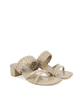 textured chunky heeled sandals