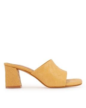 textured chunky heeled sandals