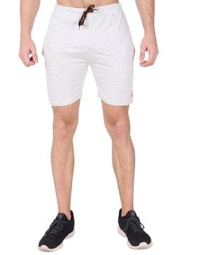 textured city shorts with tie-up