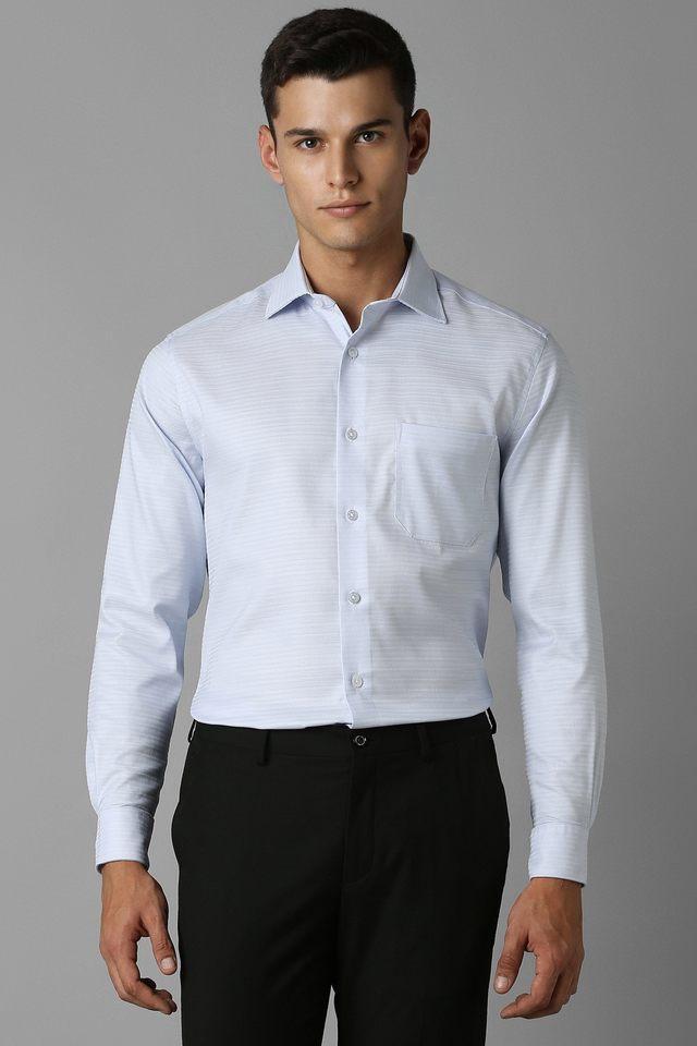 textured cotton blend regular fit mens formal wear shirt