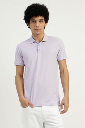 textured cotton polo men's t-shirt - purple