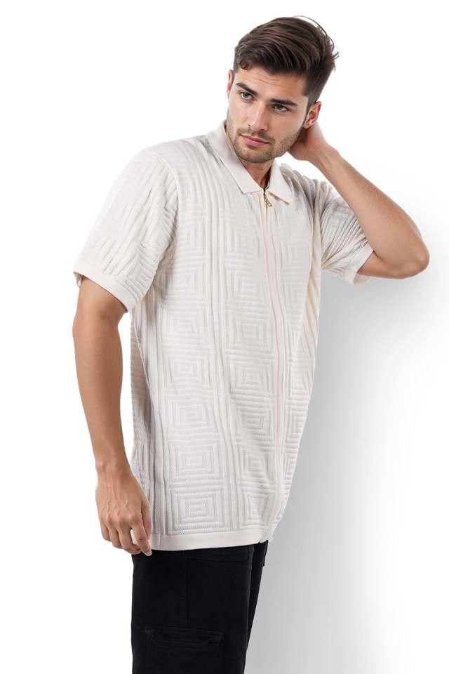 textured cotton polo mens t-shirt