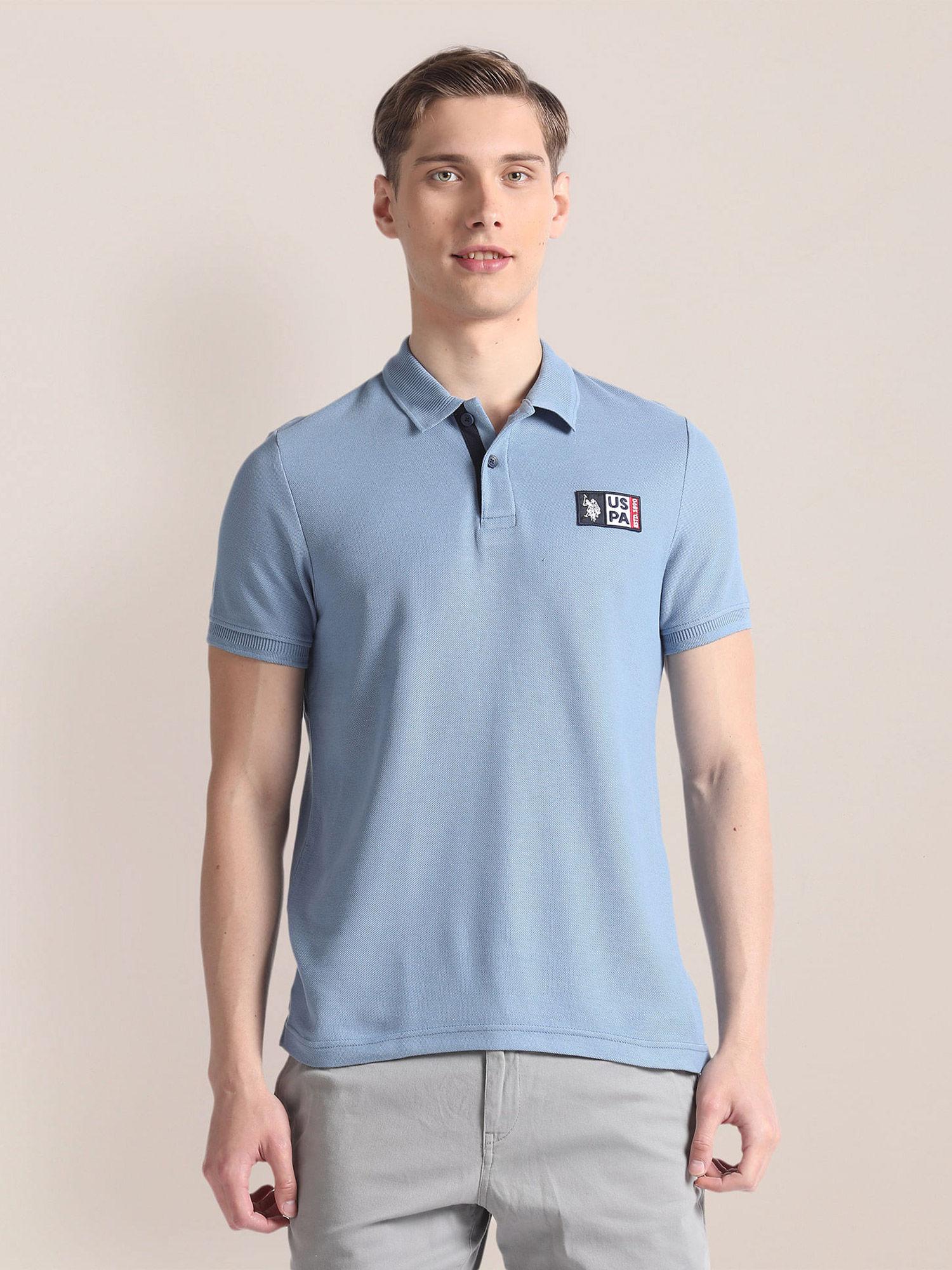 textured cotton polo t-shirt