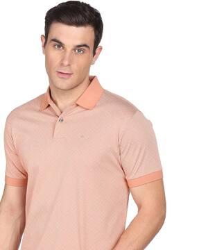 textured cotton polo t-shirt