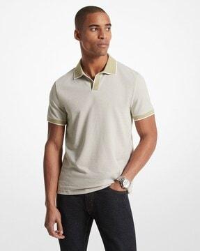 textured cotton polo t-shirt