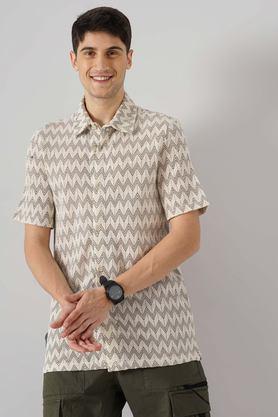 textured cotton regular fit men's casual shirt - multi