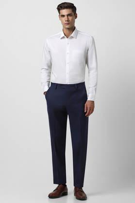 textured cotton regular fit men's festive wear shirt - white