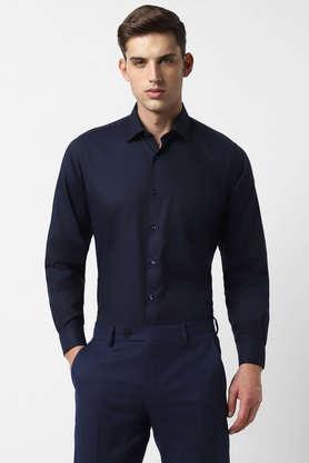 textured cotton regular fit men's formal shirt - multi