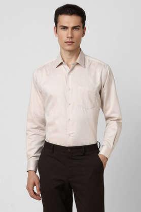 textured cotton regular fit men's formal wear shirt - multi