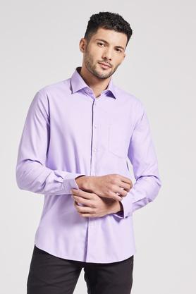 textured cotton regular fit men's shirt - lilac