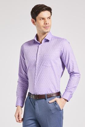textured cotton regular fit men's shirt - lilac