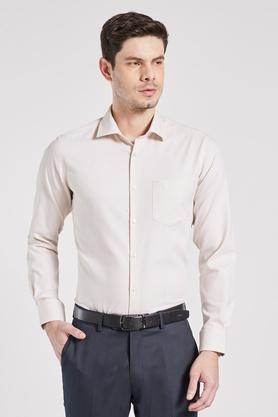 textured cotton regular fit men's shirt - yellow