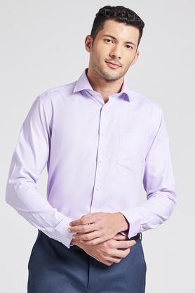 textured cotton regular fit men's shirts - lilac
