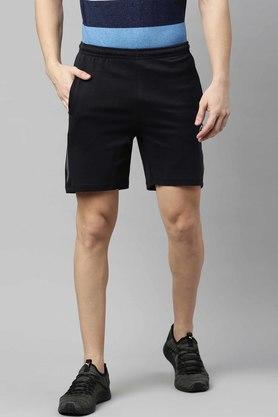 textured cotton regular fit men's shorts - black