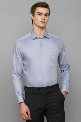 textured cotton regular fit men's work wear shirt - blue