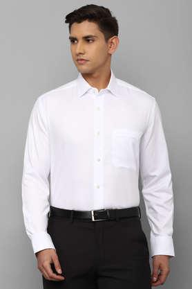 textured cotton regular fit men's work wear shirt - white