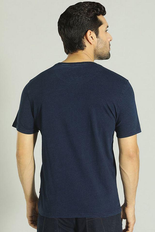 textured cotton round neck mens t-shirt