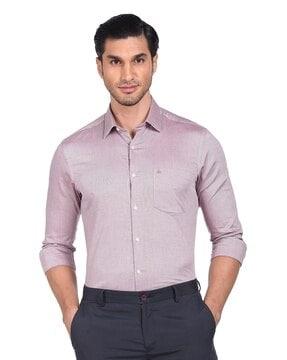 textured cotton shirt with patch pocket