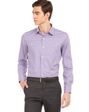 textured cotton shirt with patch pocket