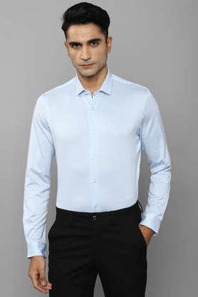 textured cotton slim fit men's casual shirt - blue