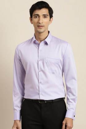 textured cotton slim fit men's formal shirt - lavender