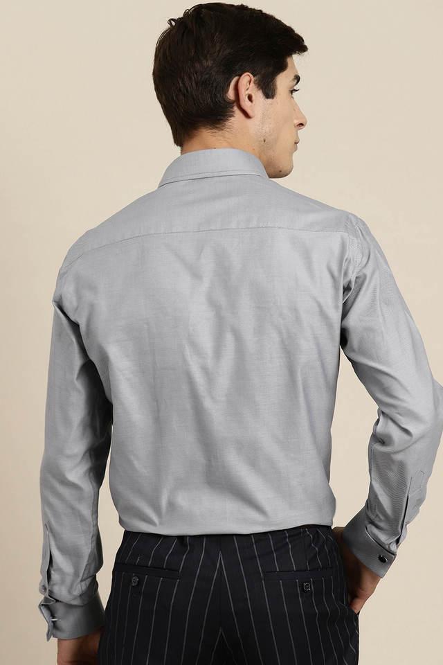 textured cotton slim fit men's formal shirt - multi