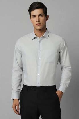 textured cotton slim fit men's formal shirt - natural