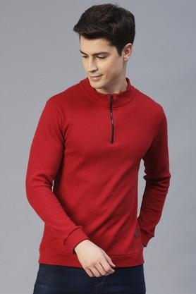 textured cotton slim fit men's t-shirt - maroon