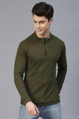textured cotton slim fit men's t-shirt - olive
