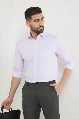 textured cotton slim fit men's work wear shirt - lilac